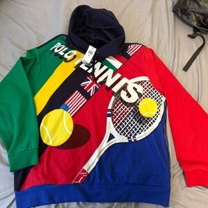 POLO RALPH LAUREN Colorblock Men XXL Polo Tennis Graphic  Hoodie Pullover